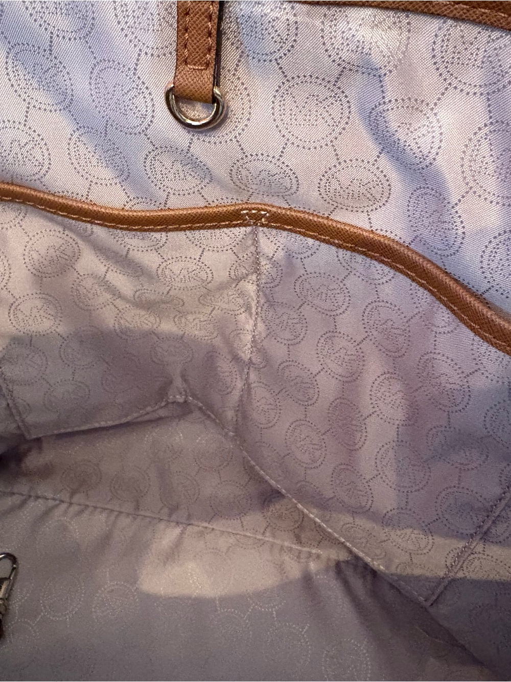 Michael Kors Cognac Leather Studded Tote with Gold Accents - Picture 7 of 9